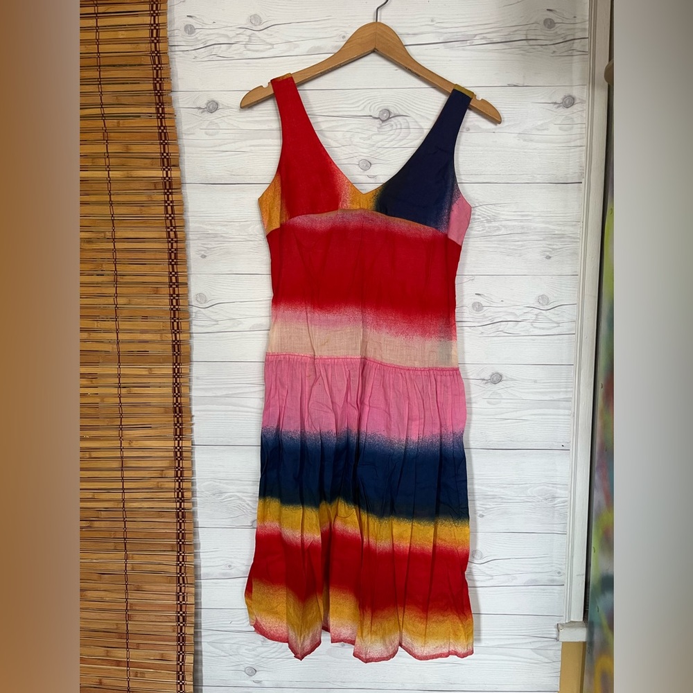 Vintage Christine Albers Colorful Rainbow Sun Dress Sleeveless Small